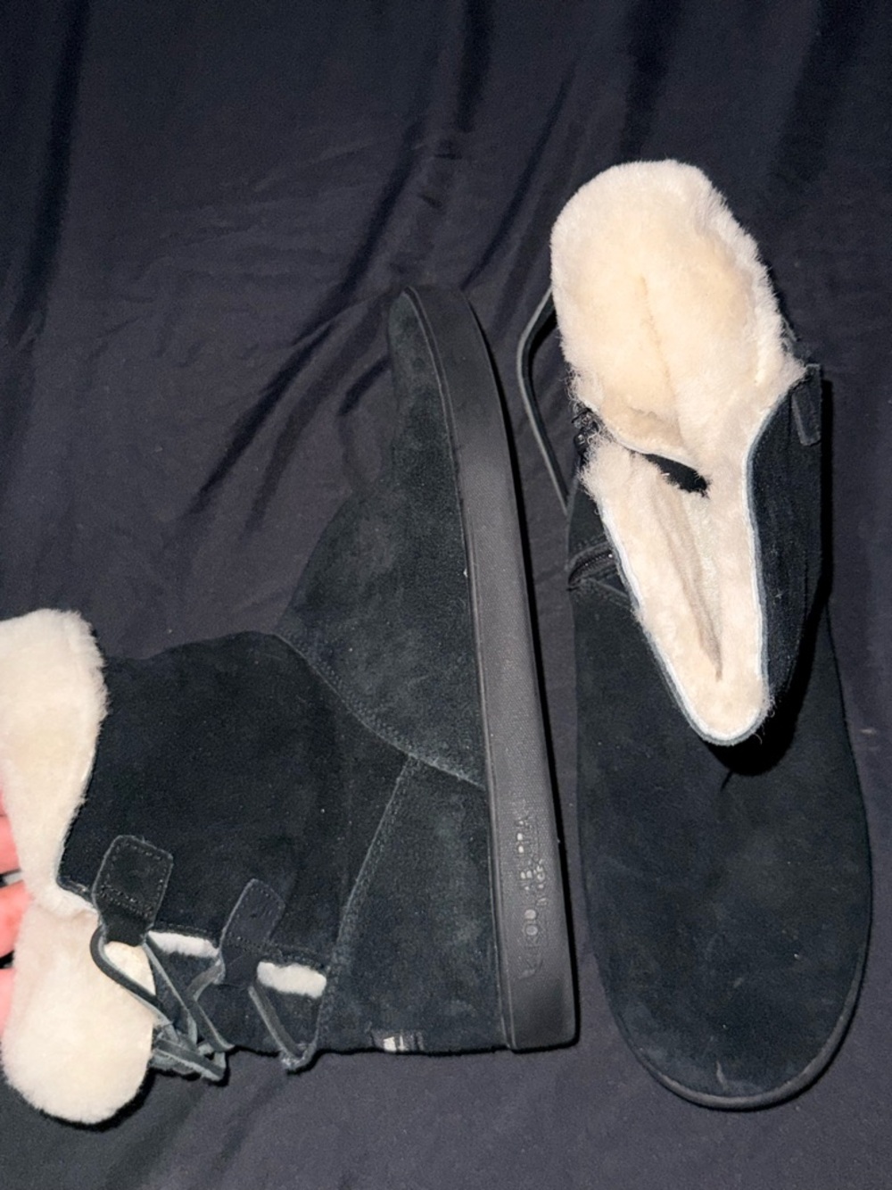 Koolaburra Black Suede Boots with Cream Shearling